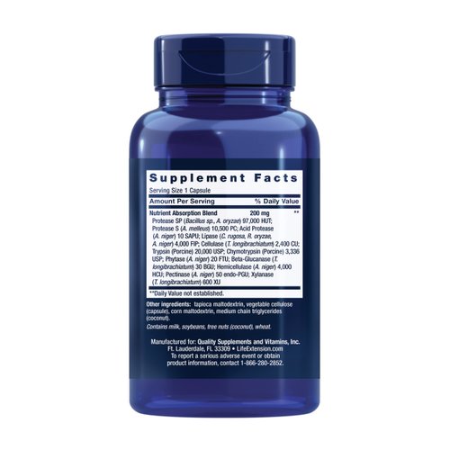 Life Extension Extraordinary Enzymes - Enzymes Blend Formula Digestion Supplement with Protease, Cellulase & Lipase For Digestive Health Support & Nutrient Absorption - Non-GMO – 60 Capsules