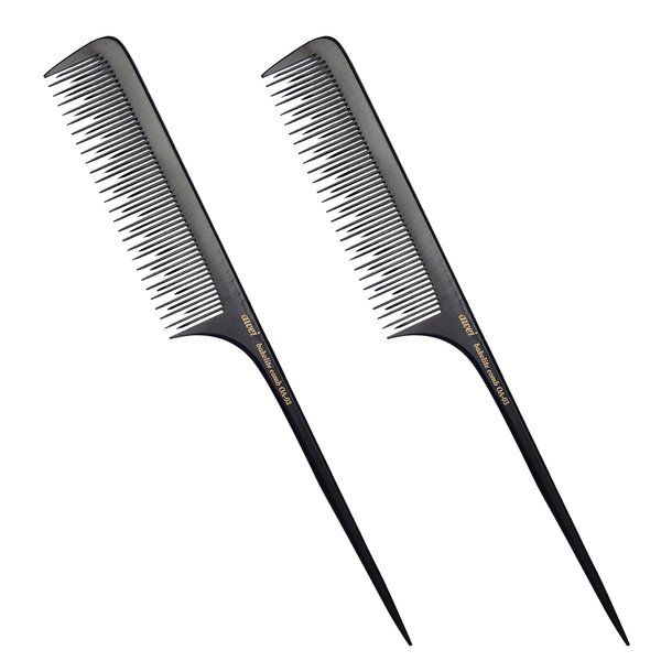 PERFEHAIR Teasing Comb for Fine Hair-Pack of 2, Anti-static Bakelite Tease Rat Tail Combs Tool for Back Combing, Parting, Root Teasing, Adding Volume