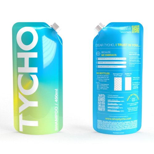 TYCHO Shampoo Refill & Hydrating Shampoo Refill Pouch 450ml (15.22 fl oz) - Ideal for Shampoo and Conditioner Containers Systems | Moisturizing Shampoo & Shampoo for Dry Hair
