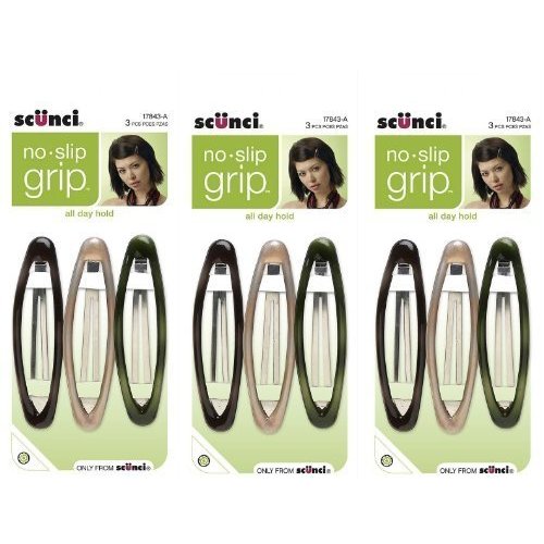 Scunci No-slip Grip Oval unisex Snap Clips, 8cm, 9-Count