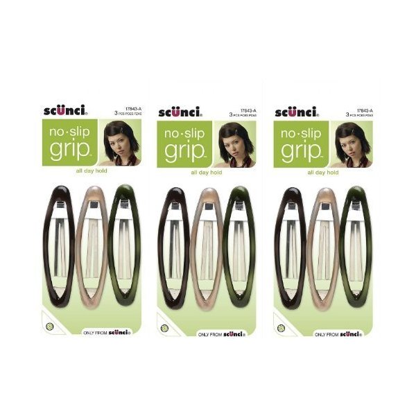 Scunci No-slip Grip Oval unisex Snap Clips, 8cm, 9-Count