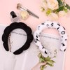 Wecoe 2pcs Skincare Headband For Washing Face Spa Makeup Face Wash Headband Cute White Black Cheetah Leopard Printed Puffy Sponge Bubble Headband Hair Accessories For Women Girls Kids Teens Gifts