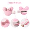 2 Pairs Mouse Ears Hair Clips Baby Girls Mini Hair Accessories Glitter Mouse Bow Barrettes Kids Cosplay Birthday Party Decorations 2 Left & 2 Right Clips