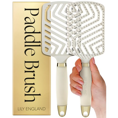 Lily England Beauty Gift Set for Women - Professional Hair Brush for Women for Detangling, Styling & Blow Drying for All Hair Types - Flexible with Open Vented Design, Gel Handle (Beige, Pack of 1)