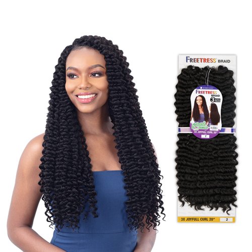 Freetress Crochet Braid - 3X JOYFULL CURL 20" (1B Off Black)