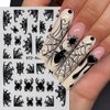 8 Sheets Halloween Nail Art Stickers Decals Spider Web Nail Stickers 3D Self-Adhesive White Black Gold and Silver Glitter Spider Web Designs Nail Decals Decorations for Women Halloween Nail Charms