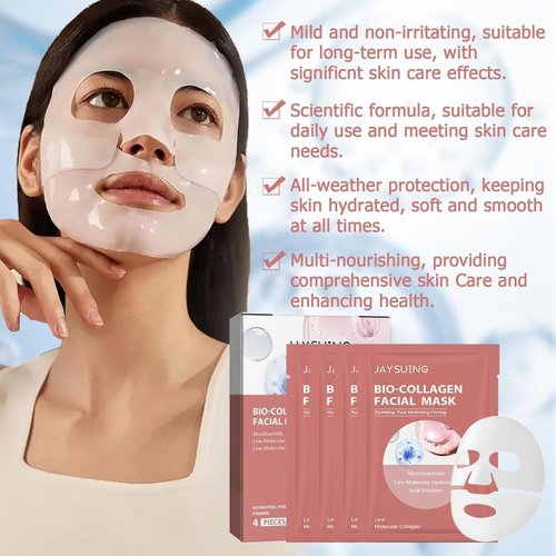 Renhe ingenuity Original Overnight Deep Collagen Mask, Collagen Face Mask, Overnight Collagen Mask for Hydration, Firming, and Repair, Collagen Deep Hydrating Face Mask, 1Box /4 pieces