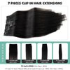 Seamless Clip in Hair Extensions Human Hair, Natural Black Hair Extensions Real Human Hair Clip ins Extensions 7pcs 80G 12 Inch, Ubetta Straight Remy Human Hair Extensions for Women