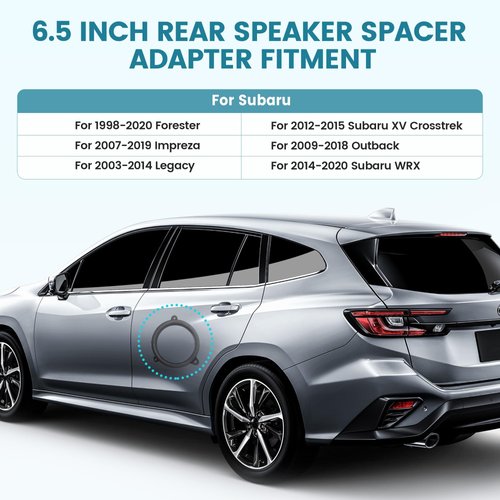 NuIth for Subaru 6.5 Inch Rear Door Speaker Adapter Bracket W/ Speaker Harness 1998-2020 WRX Forester Impreza XV Crosstrek Replace Rear Door Speaker Spacer Ring Kit