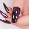 Gentle Claws Press On Nails - Midnight Purple | Dark Purple Glitter Velvet Nails, Medium Coffin Squared Press On Nails with Cat Eye Design for Women and Girls, 24 Pcs Reusable Purple Fake Nails