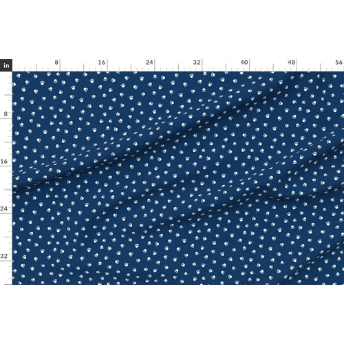 Spoonflower Fabric - Navy Blue Paw Print Pet Dogs Cat Paws Pets Printed on Denim Fabric Fat Quarter - Bottomweight Apparel Home Decor Upholstery