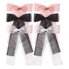 XFYUZR Bow Hair Clips for Women, Hair Ribbon Clip Bows With Long Tail Bowknot Hair Clips for Girls Teens Kids Big Bow Hair Barrettes Black White Tassel Hair Accessories (black white pink)