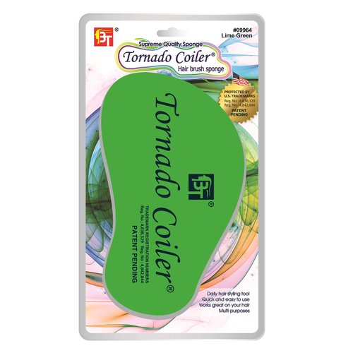 Tornado Coiler Hair Brush Sponge Natural Hair Sponge Curl Sponge Barber Sponge (Hole Diameter: 10mm) ((Hole Diameter: 10mm, Lime Green)