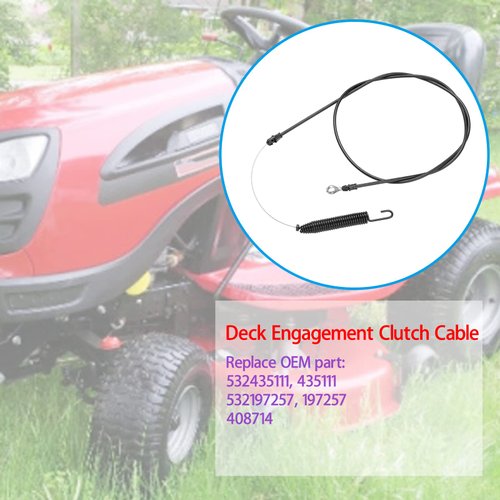 Yiekea 532435111 Deck Engagement Clutch Cable fits Craftsman YT3000, YT4000, YTS3000,YTS4000, DY4500, DYS4500 Riding Mower for Husqvarna Poulan Lawn Mowers Replaces 435111 197257 408714