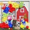 138Pcs Cow Balloon Arch Garland Kit Farm Animals Party Decorations Red Yellow Blue Green Animal Print Balloons for Farmhouse Barn Birthday Country Western Cowboy Baby Shower Party Supplies