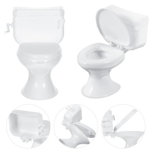Gadpiparty 6 Pieces Mini Toilet Toy Dollhouse Furniture 1/12 Toilet Seat Toy Doll House Bathroom Accessories Miniature Toilet for Dollhouse Cake Topper Decorations