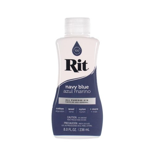 Rit Dye – 8 Oz. Liquid Fabric Dye for Clothing, Décor, and Crafts – Navy Blue with Color Fixative