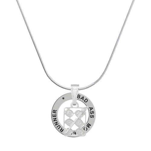 Delight Jewelry Silvertone 3-D Eye shadow Makeup Palette - Silvertone Bad Mother Runner Message Ring Necklace, 18"