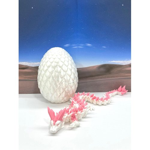 3D Printed Dragon, Articulated Crystal Dragon with Dragon Egg, Fidget ADHD Autism Toy, Executive Desk Toy Home Office Decor D062WP