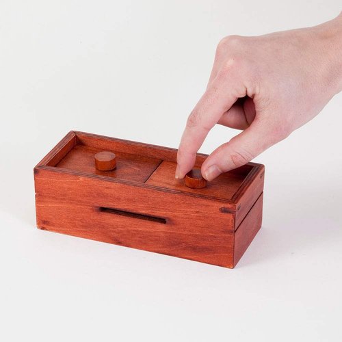 Bits and Pieces - Secret Money Box IV Red Brainteaser - Wooden Puzzle Gift Box - Secret Compartment Brain Game