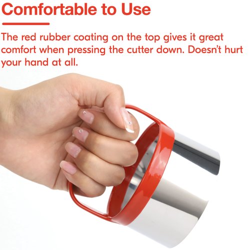 3Pcs Round Cookie Cutters with Handle, Circle Biscuit Cutter for Baking, Dough Cutter, Metal Cookie Cutters, Coated and Soft PVC for Protection