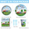 APOWBLS Train Birthday Plates And Napkins Party Supplies Dinnerware, Train Birthday Decorations, Plate, Cup, Napkin, Fork, Train Theme Chugga Choo Party Supplies For 1st 2nd 3rd Birthday | 24 Guests