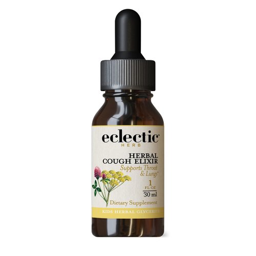 ECLECTIC INSTITUTE Kids, Herbal Cough Elixir, Black Cherry Flavored | Non-GMO, Gluten-Free | 1 fl oz (30 ml)
