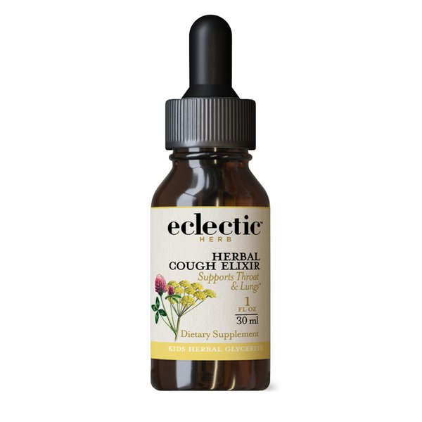 ECLECTIC INSTITUTE Kids, Herbal Cough Elixir, Black Cherry Flavored | Non-GMO, Gluten-Free | 1 fl oz (30 ml)