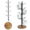 simesove Drying Storage Rack Holder Home Storage Mug Hooks Multipurpose Display Stand Metal Tree Shape Mug Coffee Cups Stand with 8 Hooks - Walnut Base