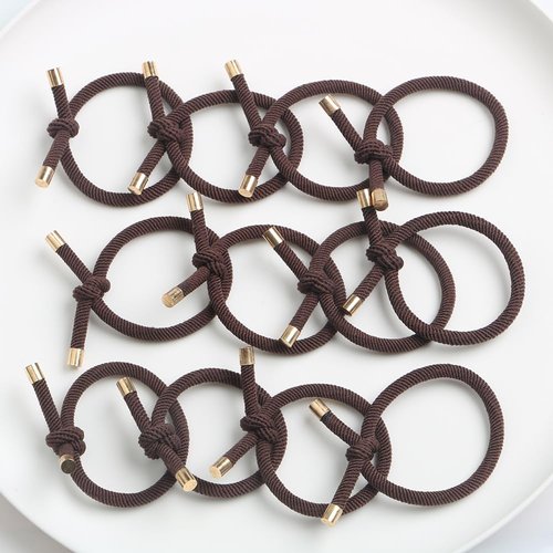 Elastic Hair Ties Elastics,Stretch Rubber Bands,Pack of 12,Women Elastic Knotted Hair Rope Ponytail Holders for Women Girls(Dark Coffee)