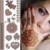 Henna Tattoos 6 Sheets Brown Henna Temporary Tattoo Stickers Waterproof Sexy Fake Tattoos Brown Henna Tattoos Sticker for Women Girls DIY on Body Face Arms Legs Decoration