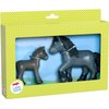HABA Little Friends Momma and Baby Playset - Cassandra Horse and Cleo Foal Chunky Plastic Farm Animal Toy Figures