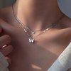 TseanYi Butterfly Choker Necklace Layered Butterfly Pendant Necklace Mini Butterfly Short Choker Duoblelayer Silver CZ Butterfly Pendant Necklace Chain
