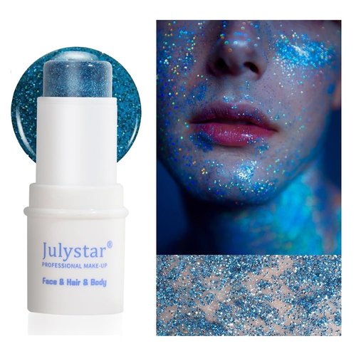 Blue Face and Body Glitter Stick, Mardi Gras Carnival Blue Spirit Wear Accessories for Face/Body/Hair/Eyes/Lip Glitter Makeup. (04-Blue)