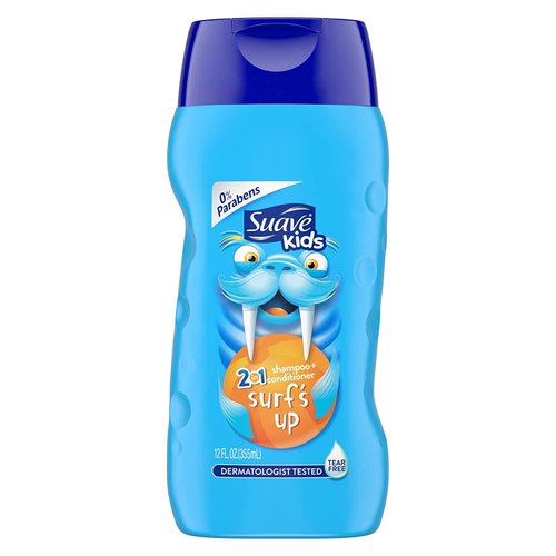 Suave 2 in 1 Shampoo and Conditioner For Gentle Cleaning and Detangling Surf's Up Hypoallergenic, Coconut, Fresh, 12 Fl Oz