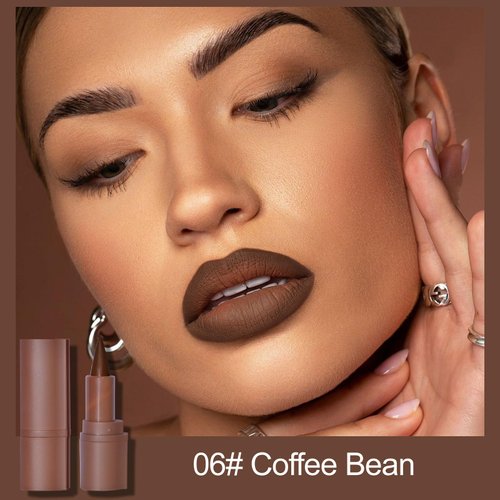 Erinde 2-in-1 Gradient Lip Liner and Lipstick Lip Combo Set, Matte Nude Dark Brown Red Lip Liner Creamy Lip Pencil Crayon, High Pigmented Long lasting Lipstick Makeup, 06# Coffee Bean