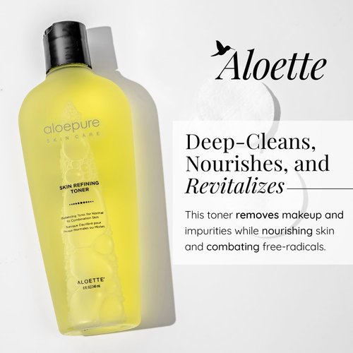 Aloette Skin Refining Toner for Face - Deep Cleansing Hydrating Facial Toner for Women & Men Rejuvenates, Nourishes & Revitalizes Skin - Gentle Skincare for Normal to Combination Skin - 8 Fl Oz