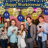 Happy Work Anniversary Decorations Banner Blue Gold Happy Workiversary Banner Yard Sign with 18 Pcs Balloons for Office Anniversary Party Decoration Employee Appreciation Banner Office Party Supplies