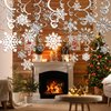 Zayvor 42CT Christmas Snowflake Hanging Swirl Decorations,Christmas Hanging Ceiling Streamers Snowflake Hanging Swirls and Strings Decoration, Winter Party Wonderland Xmas Holiday Decor Supplies