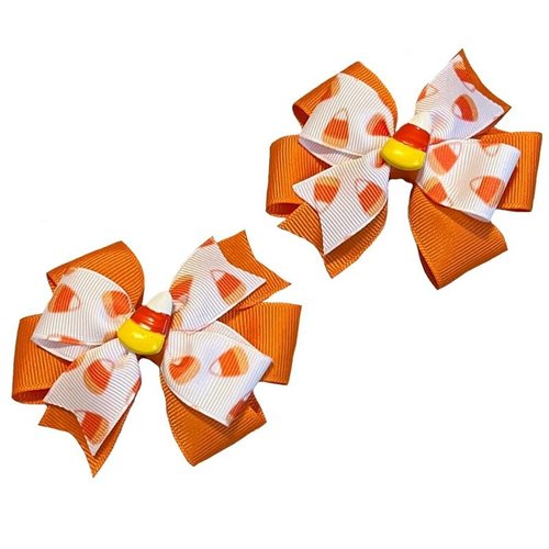 Candy Corn Toddler Hair Bow Set