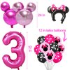 50pcs Pink Mouse Birthday Decorations 3 year old Girl Birthday Party Supplies Balloons Cake Topper Cupcake Topper