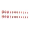 Hkanlre Medium Press on Nails Nude Gradient Shiny Fake Nails Tips Full Cover False Pink Nails for Women and Girls 24PCS
