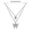 TseanYi Butterfly Choker Necklace Layered Butterfly Pendant Necklace Mini Butterfly Short Choker Duoblelayer Silver CZ Butterfly Pendant Necklace Chain