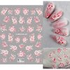 Flower Nail Art Stickers Decals Pink White 5D Embossed Nail Decals Spring Nail Stickers for Nail Art Blue White Flowers Self-Adhesive Nail Art Supplies for Women