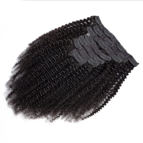 Kinky Curly Clip in Hair Extensions Real Human Hair 4B 4C Human Hair Clip in Extensions Double Weft Afro Kinky Curly Clip ins for Black Women Natural Color 7pcs 120g/set 18Inch