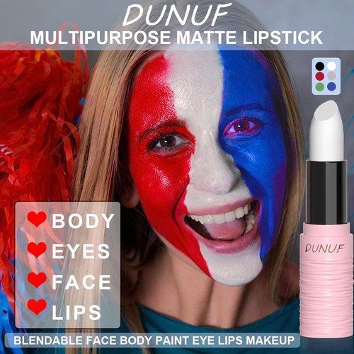BEUKING Matte Lipstick Festival Green Lip Tint Gloss Face Painting Stick Silky High Pigment Smooth Velvet Waterproof White Black Green Blue Lip Gloss Halloween Daily Stain Lip Make Up Cosmetics (LC05)