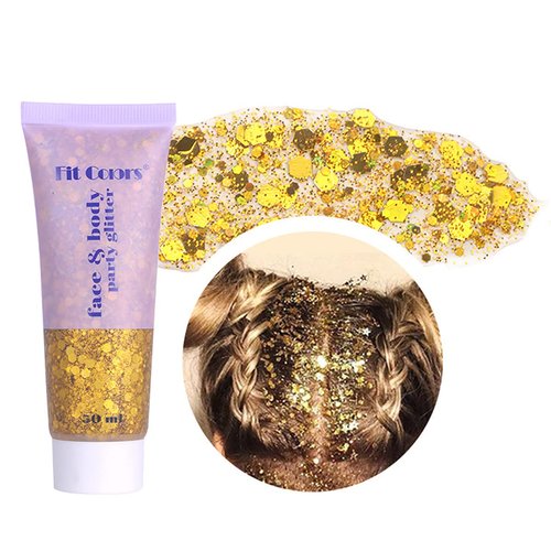 Body Glitter Mermaid Sequins Liquid Self-Adhesive Glitter Gel(Yellow)
