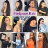 Feelgrace Kinky Curly Ponytail Hair Extensions Ponytail Curly Hair Virgin Brazilian Hair Extension (16 Inch, Kinky Curly)