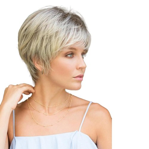 VINOBOW Short Ombre Blonde Wigs for White/Black Women High Temperature Silk Karen Wigs Natural Fluffy Hair Wigs