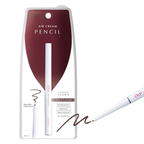 D-UP Pencil Eyeliner, Smooth Eye Makeup, Waterproof & Smudge Resistant Eye Liner, Japanese Brown Eyeliner Pencil for Women, Waterline Oval Shaped Liner Pencil, Air Cream Peach Brown, 0.04 Oz
